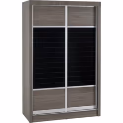 Lisbon 2 Door Sliding Wardrobe in Black Grain Storage Hanging 2 Man Delivery