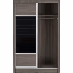 Lisbon 2 Door Sliding Wardrobe in Black Grain Storage Hanging 2 Man Delivery