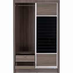 Lisbon 2 Door Sliding Wardrobe in Black Grain Storage Hanging 2 Man Delivery