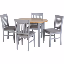 Seconique Oxford Extending Dining Set, Natural Oak and Grey Fabric