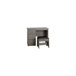 Lisbon 2 Piece Dressing Table Set Black Wood Grain/Black Faux Leather