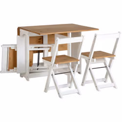 Santos Butterfly Dining Set in White/Distressed Waxed Pine
