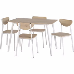 Seconique Riley Light Oak 5 Piece Dining Set - Dining Table & 4 Chairs
