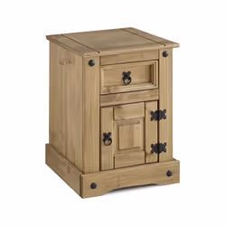 Seconique Corona Distressed Waxed Pine Petite 1 Door 1 Drawer Bedside Cabinet