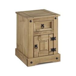 Seconique Corona Distressed Waxed Pine Petite 1 Door 1 Drawer Bedside Cabinet