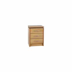 Charles 3 Drawer Bedside Chest Oak Effect Veneer with Walnut Trim