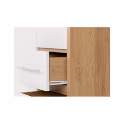 Seville 3 Door 2 Drawer Wardrobe White Gloss and Oak Effect Hanging Rail Shelves