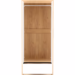 Seville 2 Door 1 Drawer Wardrobe White Gloss Oak Effect Veneer Hanging Rail