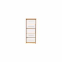 Seconique Seville White Gloss & Oak 5 Drawer Tall Narrow Chest