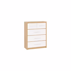 Seville 3+2 Drawer Chest White High Gloss/Light Oak Effect Veneer