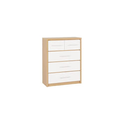 Seville 3+2 Drawer Chest White High Gloss/Light Oak Effect Veneer