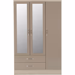 Nevada 3 Door 2 Drawer  Mirrored Wardrobe OYSTER - Additional view 6