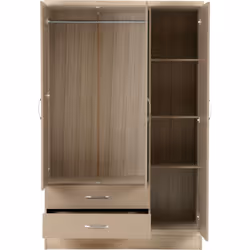 Nevada 3 Door 2 Drawer  Mirrored Wardrobe OYSTER - Additional view 7