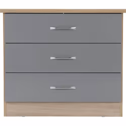 Nevada 3 Drawer Chest Grey Gloss/Light Oak Effect Veneer - Additional view 11