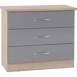 Nevada 3 Drawer Chest Grey Gloss/Light Oak Effect Veneer - Additional view 4