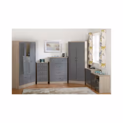 Nevada 3 Drawer Chest Grey Gloss/Light Oak Effect Veneer - Additional view 5
