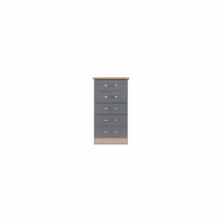 Nevada 5 Drawer Narrow Chest Grey Gloss/Light Oak Effect Veneer