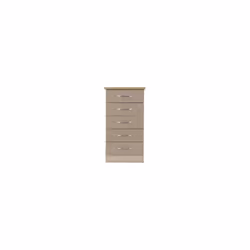 Nevada 5 Drawer Narrow Chest Oyster Gloss/Light Oak Effect Veneer