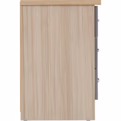Nevada 3 Drawer Bedside Chest Grey Gloss/Light Oak Effect Veneer