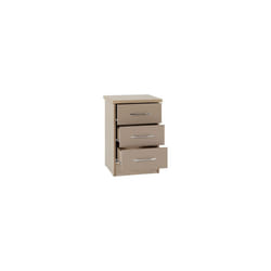 Nevada 3 Drawer Bedside Chest Oyster Gloss/Light Oak Effect Veneer
