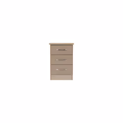 Nevada 3 Drawer Bedside Chest Oyster Gloss/Light Oak Effect Veneer