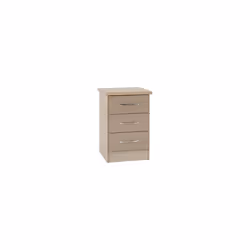 Nevada 3 Drawer Bedside Chest Oyster Gloss/Light Oak Effect Veneer - Additional view 4
