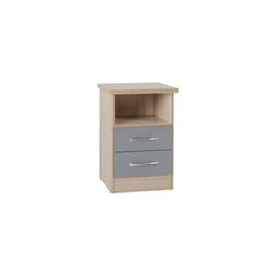 Nevada 2 Drawer Bedside Grey Gloss/Light Oak Effect Veneer