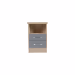 Nevada 2 Drawer Bedside Grey Gloss/Light Oak Effect Veneer