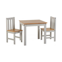 Seconique Ludlow 1+2 Small Dining Set - 1 Table & 2 Chairs - Grey & Oak