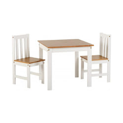 Seconique Ludlow 1+2 Small Dining Set - 1 Table & 2 Chairs - White & Oak