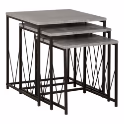 Seconique Athens Black Metal Frame Nest of Tables - Concrete Effect Top