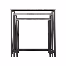 Seconique Athens Black Metal Frame Nest of Tables - Concrete Effect Top
