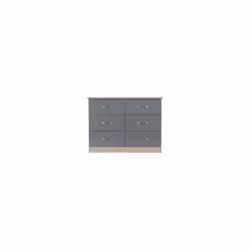 Nevada 6 Drawer Chest Grey Gloss/Light Oak Effect Veneer
