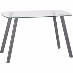 Seconique Abbey Clear Glass Dining Table & 4 Grey Faux Leather Chairs Set