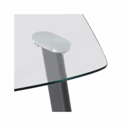 Seconique Abbey Clear Glass Dining Table & 4 Grey Faux Leather Chairs Set
