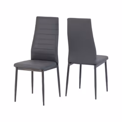 Abbey Chair in Grey Faux Leather Metal Legs x2 Priced per Pair