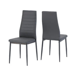 Abbey Chair in Grey Faux Leather Metal Legs x2 Priced per Pair
