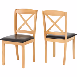 Seconique Mason Oak Double Drop Leaf Dining Table & 2 Brown Faux Leather Chairs