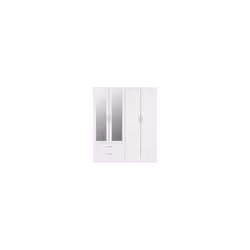 Nevada 4 Door 2 Drawer Mirrored Wardrobe in White Gloss Finish Hanging Rail