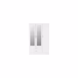 Nevada 3 Door 2 Drawer  Mirrored Wardrobe White Gloss