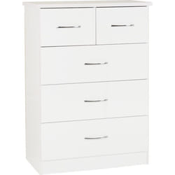 Nevada 3+2 Drawer Chest White Gloss