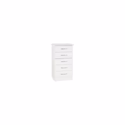 Nevada 5 Drawer Narrow Chest White Gloss