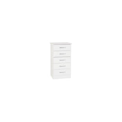 Nevada 5 Drawer Narrow Chest White Gloss