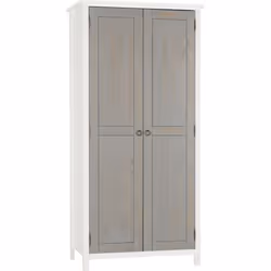 Vermont 2 Door Wardrobe in White and Grey Hanging Rail Storage Hinged