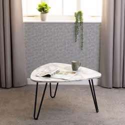 Trieste Coffee Table White Marble Effect Black Legs