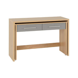 Seville 2 Drawer Slider Desk Grey High Gloss/Light Oak Effect Veneer