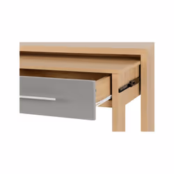 Seville 2 Drawer Slider Desk Grey High Gloss/Light Oak Effect Veneer