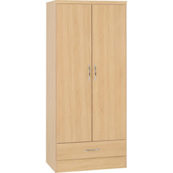 Nevada Bedroom Furniture Range - Sonoma Oak Effect - 2 Door 1 Drawer Wardrobe