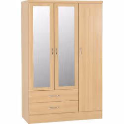 Nevada Bedroom Furniture Range - Sonoma Oak Effect - 3 Door 2 Drawer Wardrobe