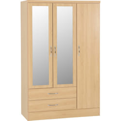 Nevada Bedroom Furniture Range - Sonoma Oak Effect - 3 Door 2 Drawer Wardrobe